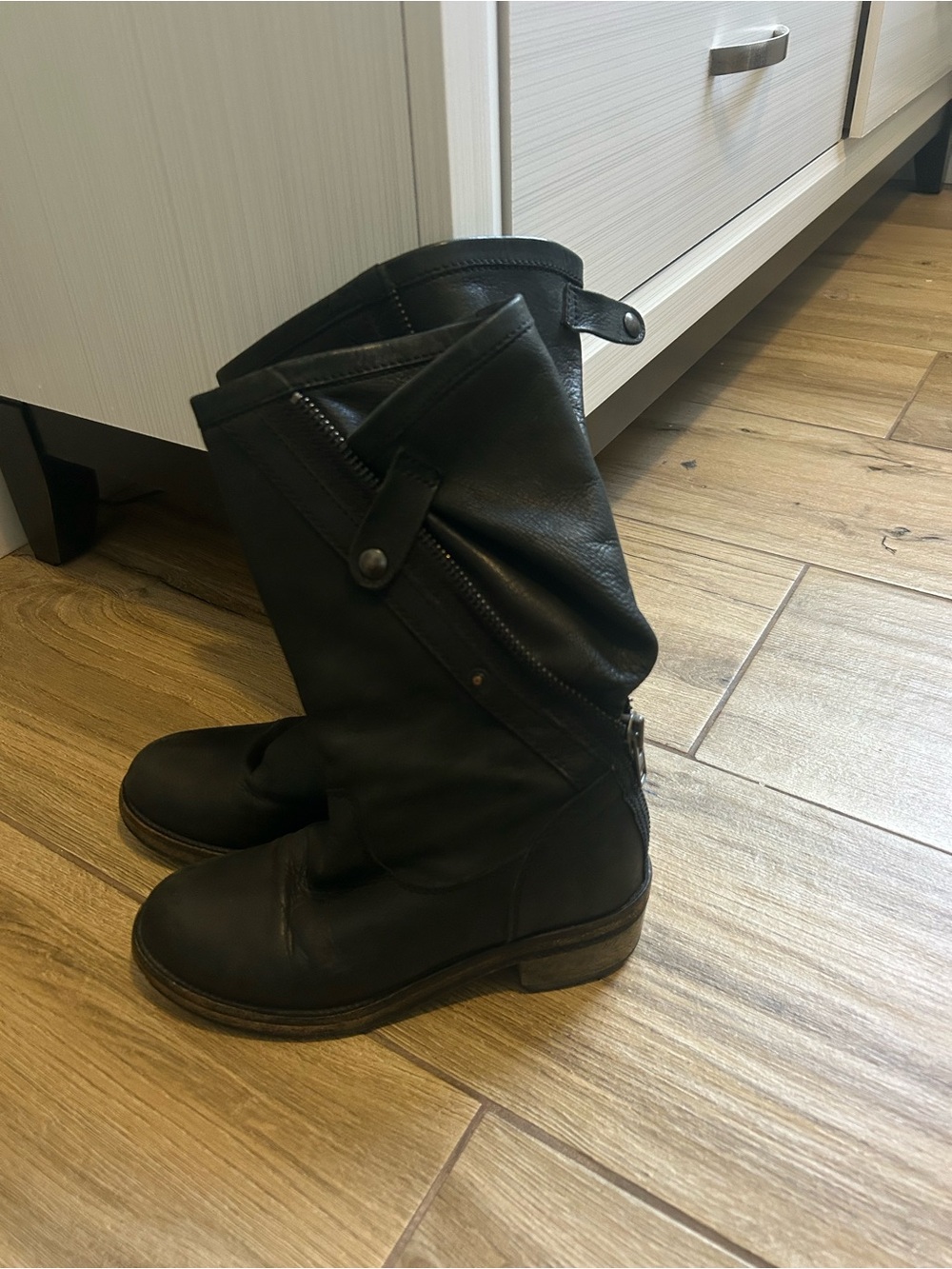 SIZE 36 Haider Ackermann Black Leather Mid-Calf Moto Boots